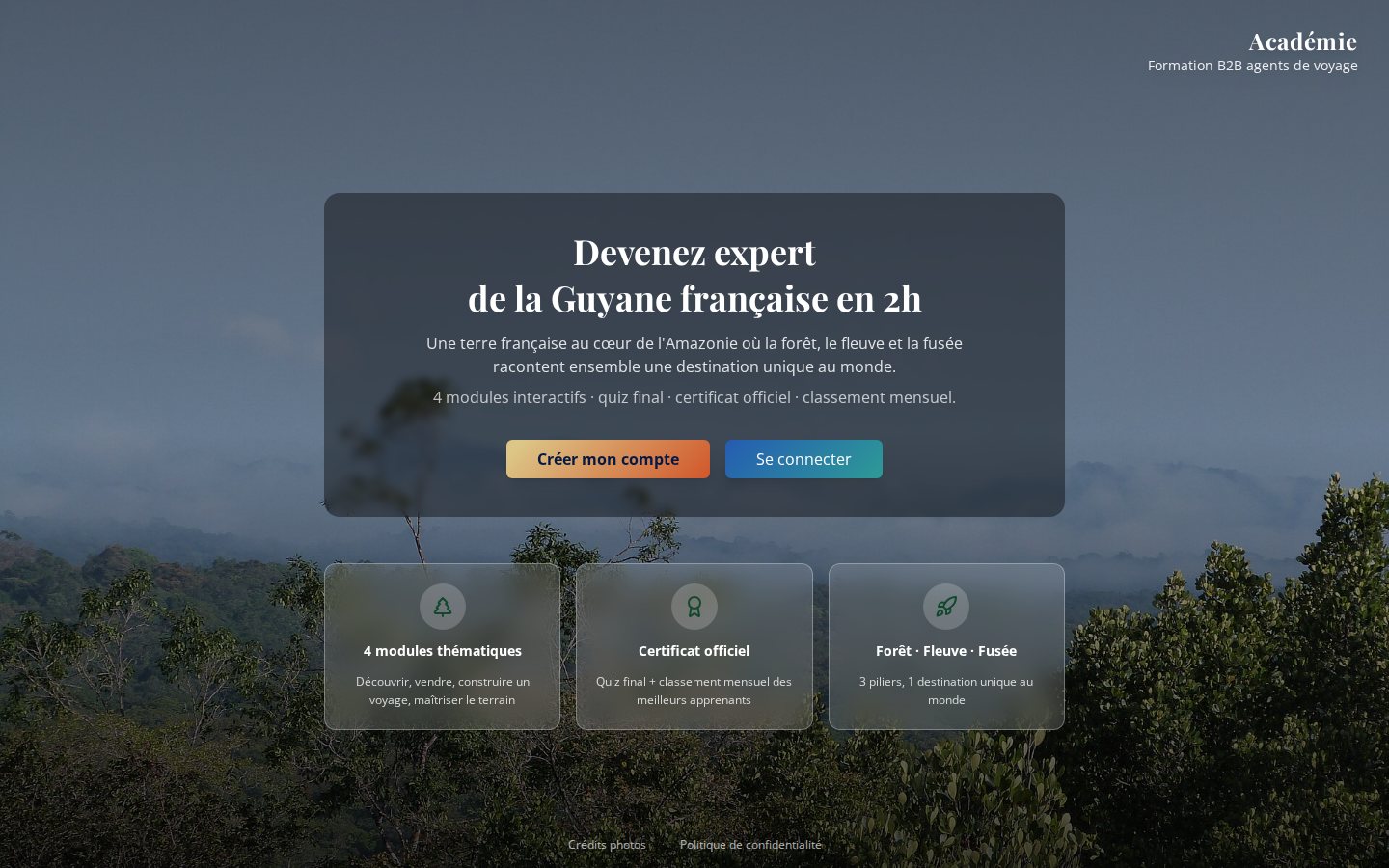 Page d'accueil de l'Académie Guyane Amazonie