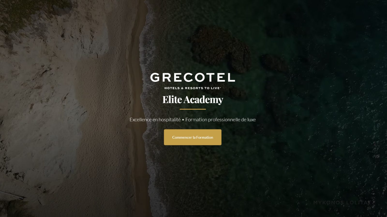 Page d'accueil d'une académie aux couleurs d'un groupe hôtelier